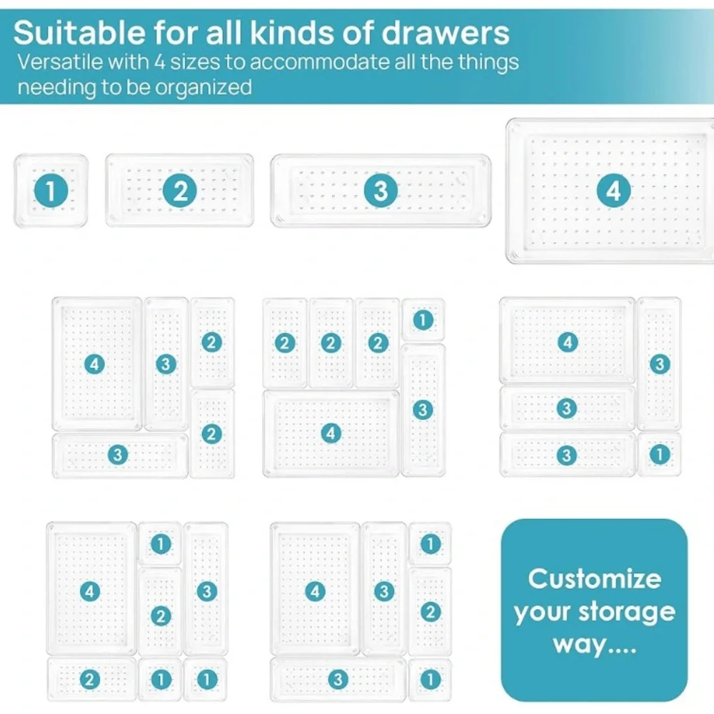 Clear Drawer Organizers Set